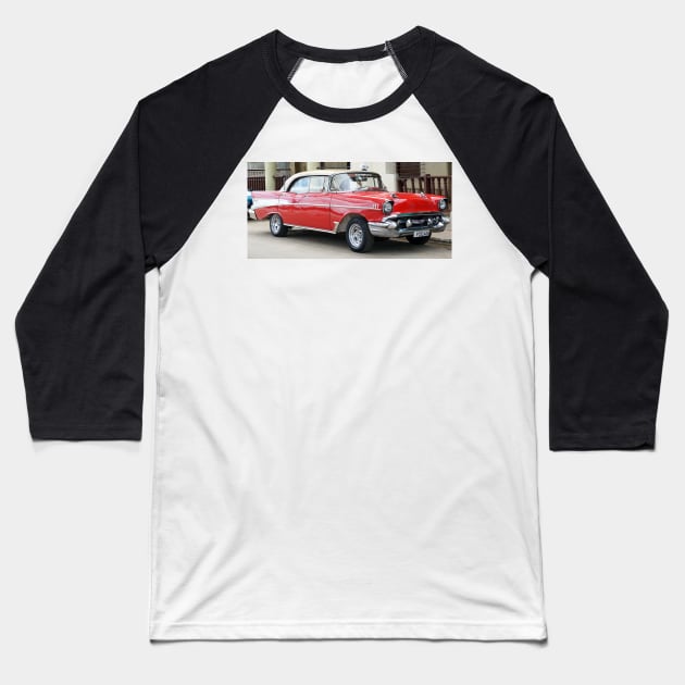 Red and White 1956 Chevy Bel Air....Sweet! Baseball T-Shirt by fparisi753